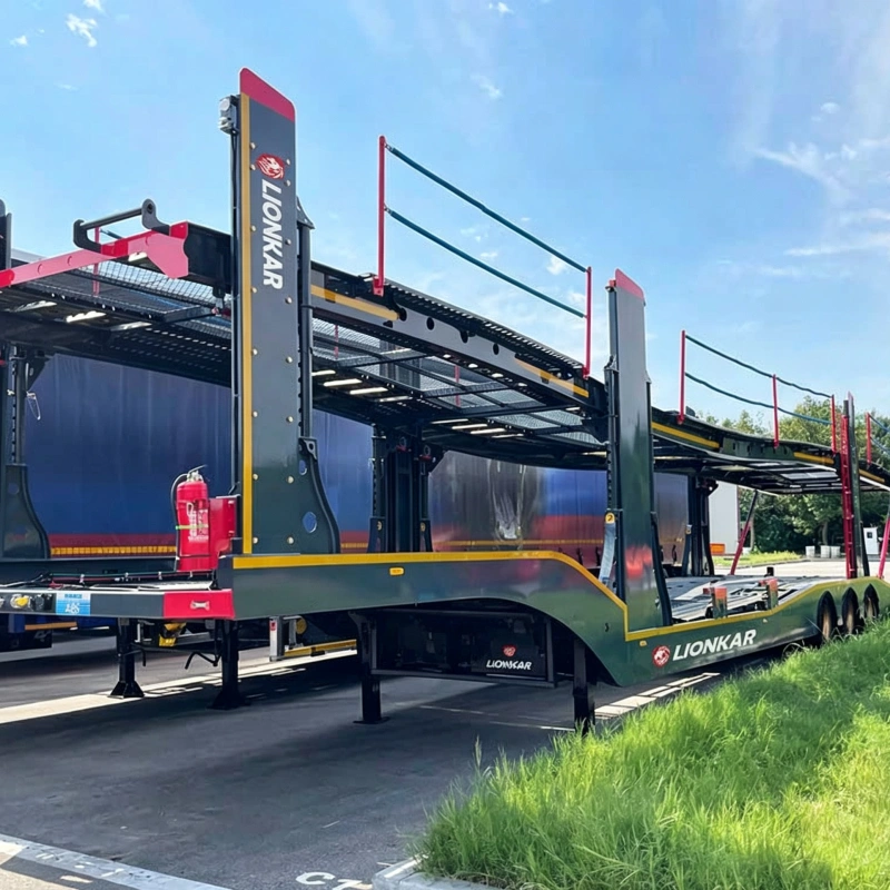 3-axle car carrier semi-trailer front-left view 1x1 green W800