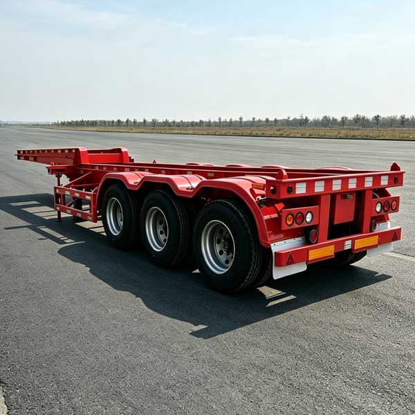 3 axle gooseneck skeletal trailer for container