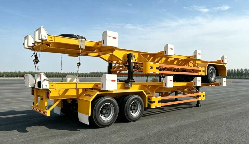 Skeletal Trailer dimensions depend mainly on Container size and type, Chassis design